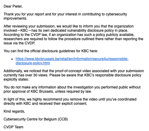 The first response from the CCB