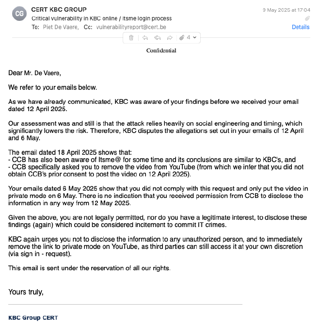 Second response from KBC